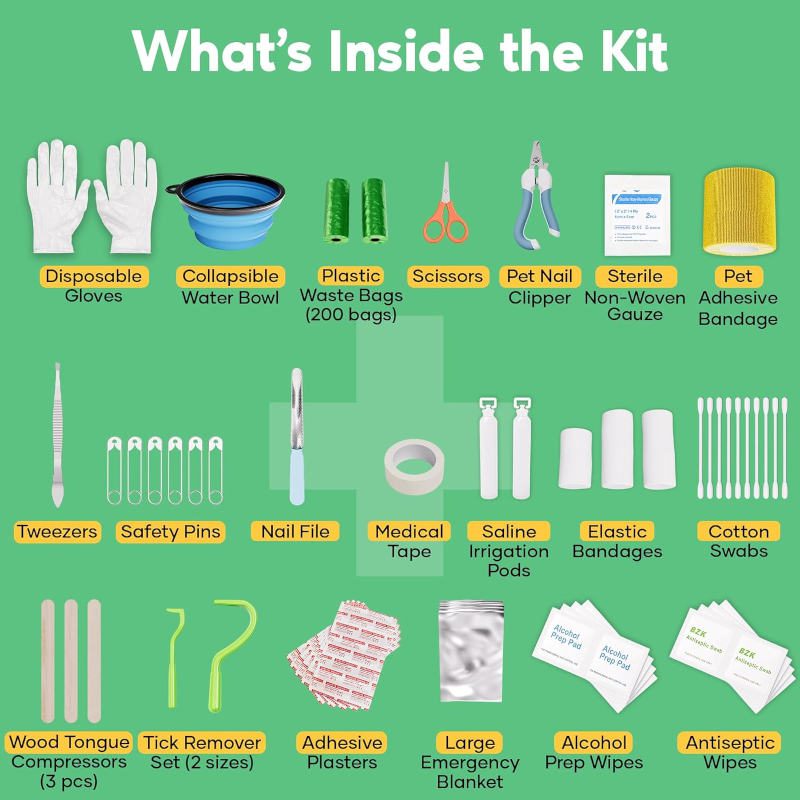 One Step Pet First Aid Kit Review: 80+ Items Actually Built for Animals | UK Prepper Hub Image off whats in the One Step Pet First Aid Kit