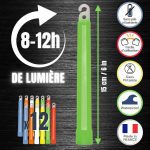 Cyalume SnapLight glow sticks: a green 15cm light stick with hanging hook, beside the 12-stick pack in six colours