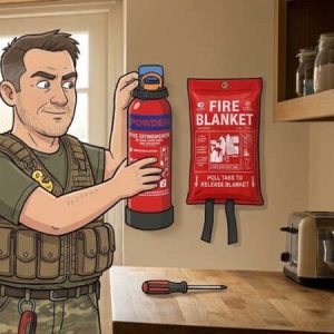 FireShield fire extinguisher and fire blanket
